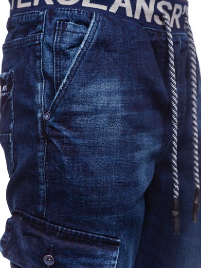 Tmavě modré pánské džínové kapsáče slim fit Bolf 85030W0