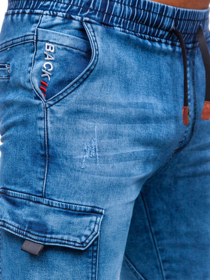 Tmavě modré pánské džínové kapsáčové kraťasy Bolf HY857