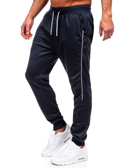 Tmavě modré pánské teplákové jogger kalhoty Bolf 8K201