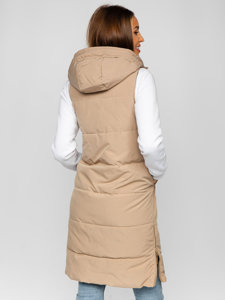 Béžová dámská prodloužená prošívaná vesta Bolf B8022