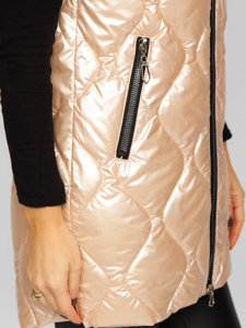 Béžová dámská prodloužená prošívaná vesta Bolf B8103