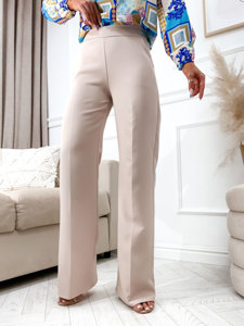 Béžové dámské látkové rozšířené kalhoty Bolf 8158