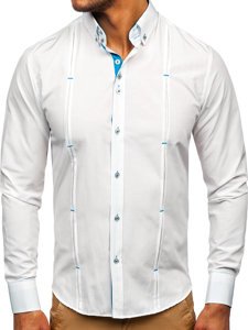 Bílá pánská košile s dlouhým rukávem Bolf 20725