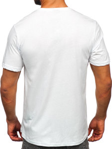 Bílé pánské bavlněné tričko s potiskem Bolf 14772
