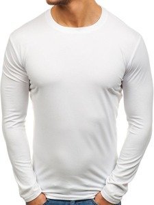 Bílé pánské tričko s dlouhým rukávem bez potisku Bolf 135 