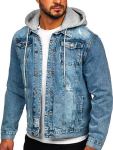 Blankytná pánská džínová bunda s kapucí Bolf MJ505BC