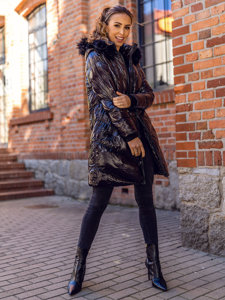 Černá dámská prošívaná zimní bunda s kapucí Bolf 23069