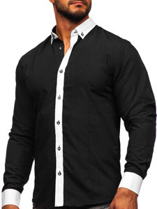 Černá pánská elegantní košile s dlouhým rukávem Bolf 21750