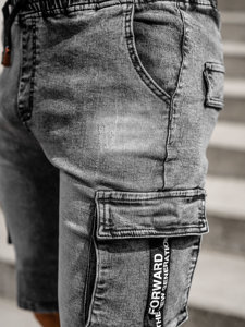 Černé pánské džínové kapsáčové kraťasy Bolf HY908