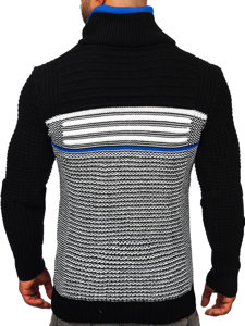 Černo-modrý pánský silný svetr s vysokým límcem Bolf 2026