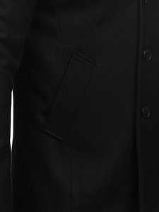 Černý pánský dvouřadový zimní kabát s výsokým limcem Bolf 8801