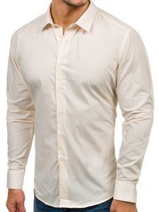 Ecru pánská elegantní košile s dlouhým rukávem Bolf TS100