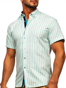 Mátová pánská pruhovaná košile s dlouhým rukávem Bolf 21500
