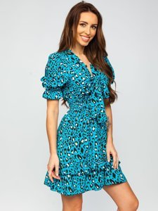 Modré dámské vzorované šaty Bolf 6986