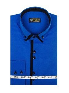 Pánská košile BOLF 1721 královsky modro-černá