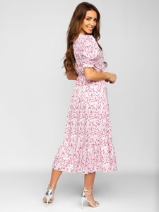 Růžové dámské květinové šaty Bolf A450