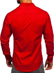 Tmavě červená pánská elegantní košile s dlouhým rukávem Bolf 1703