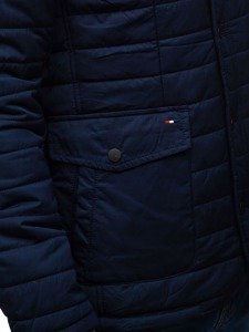 Tmavě modrá elegantní pánská zimní bunda Bolf EX201