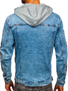 Tmavě modrá pánská džínová bunda s kapucí Bolf HY959