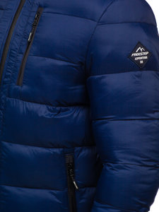 Tmavě modrá pánská prošívaná sportovní zimní bunda Bolf AB98