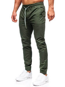 Tmavě zelené pánské jogger kalhoty Bolf KA951