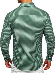 Zelená pánská pruhovaná košile s dlouhým rukávem Bolf 20731