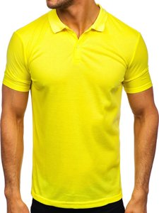 Žlutá-neonová pánská polokošile tričko s límečkem Bolf GD02