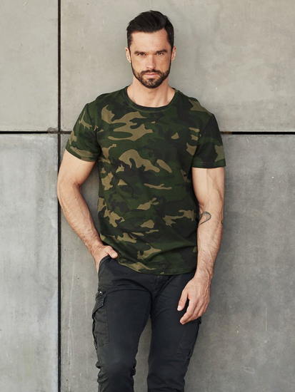 Khaki pánské maskáčové tričko Bolf S807